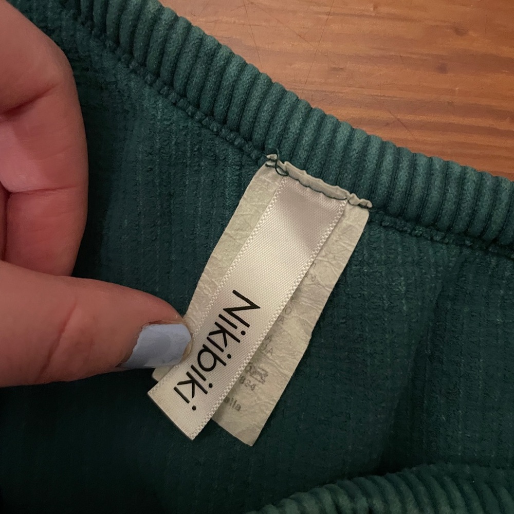 Green Ribbed One-Shoulder Top - Picture 3 of 3